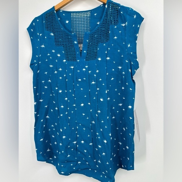DANIEL RAINN Teal SLEEVELESS CROCHET details TOP Size Small NWT Dandelion Fluff - Picture 1 of 5